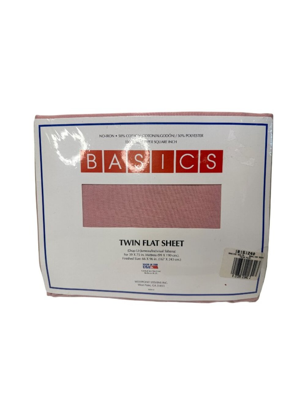 Twin Flat Sheet Westport Stevens Basics No-Iron Cotton Polyester Blend USA NEW